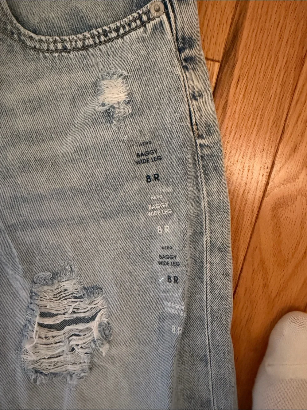 Aeropostale Women's Light Blue Distressed Straight Jeans